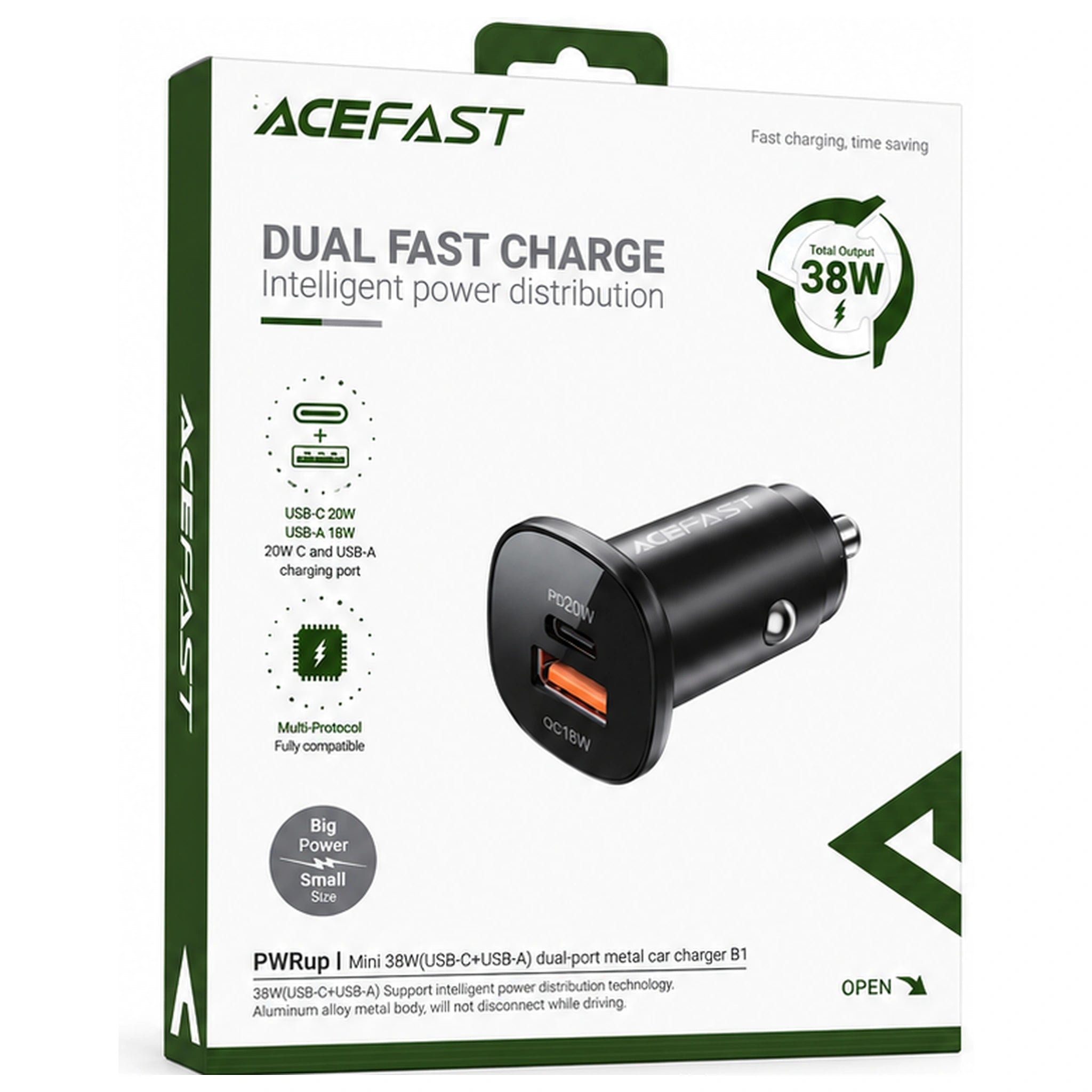 ACEFAST B1 38W Dual Port Metal Car Charger