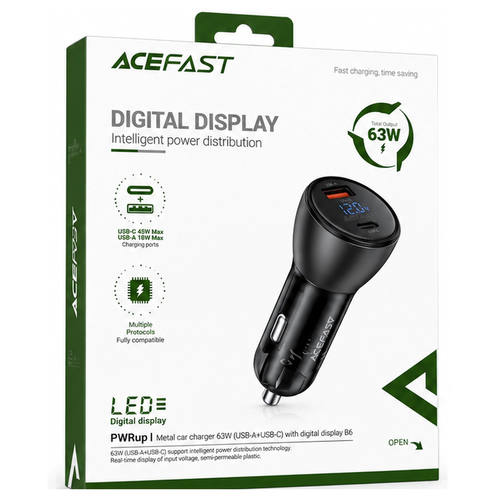 ACEFAST B6 63W Digital Display Car Charger