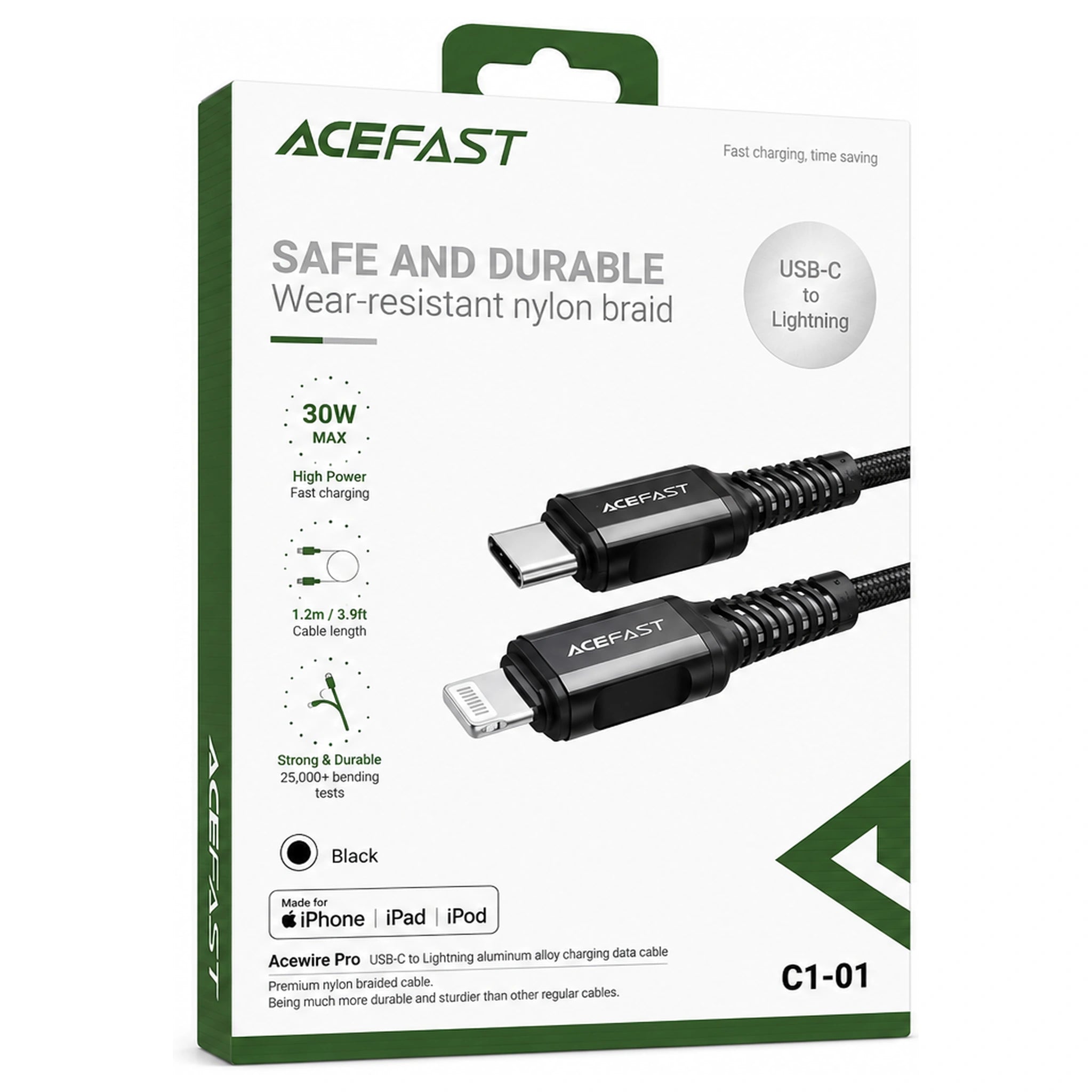 ACEFAST C1-01 USB-C to Lightning Braided Cable