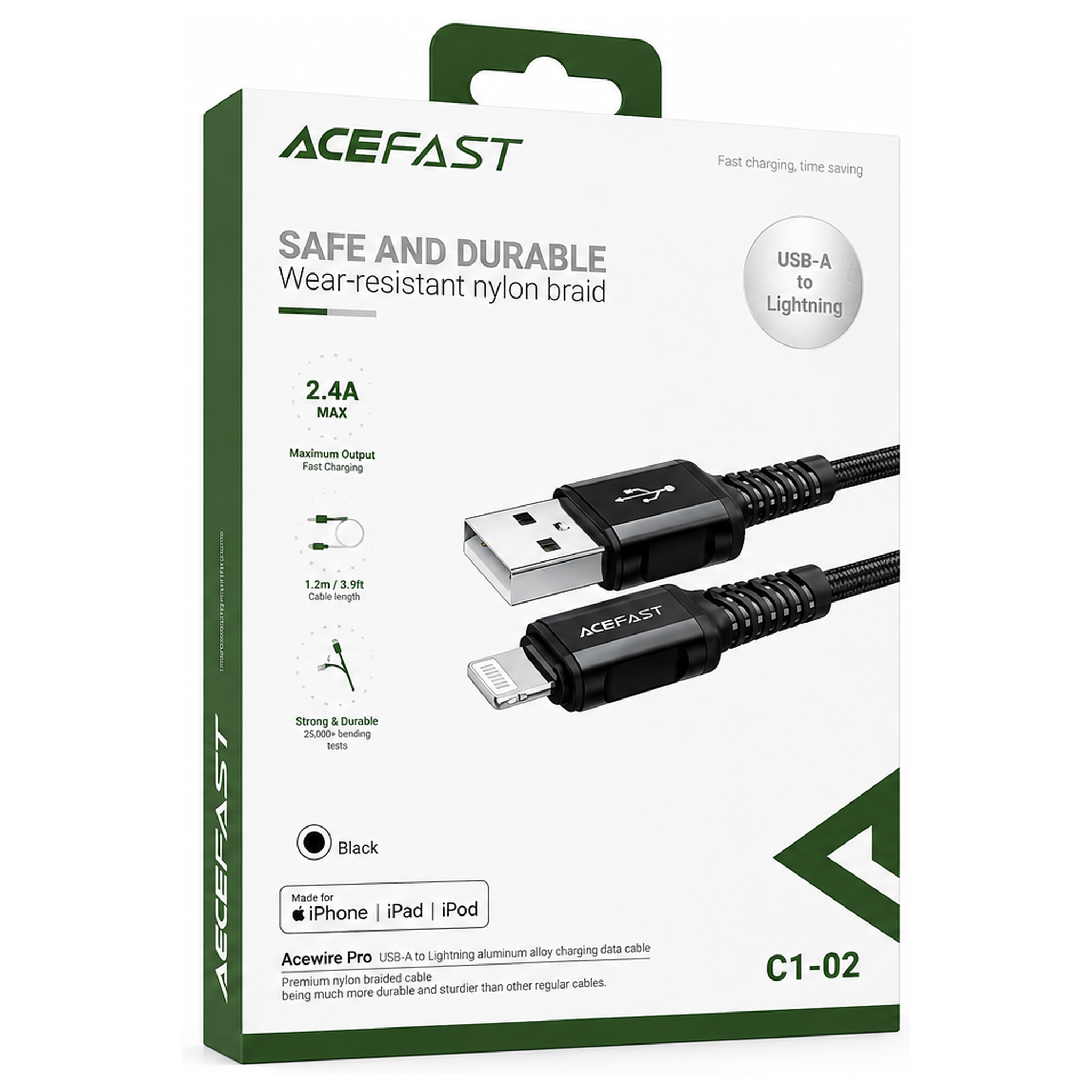 ACEFAST C1-02 USB-A to Lightning Braided Cable