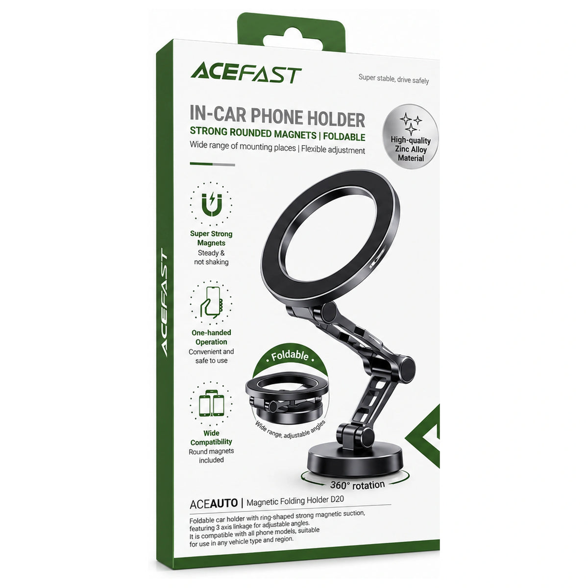 ACEFAST D20 In-Car Magnetic Folding Phone Holder