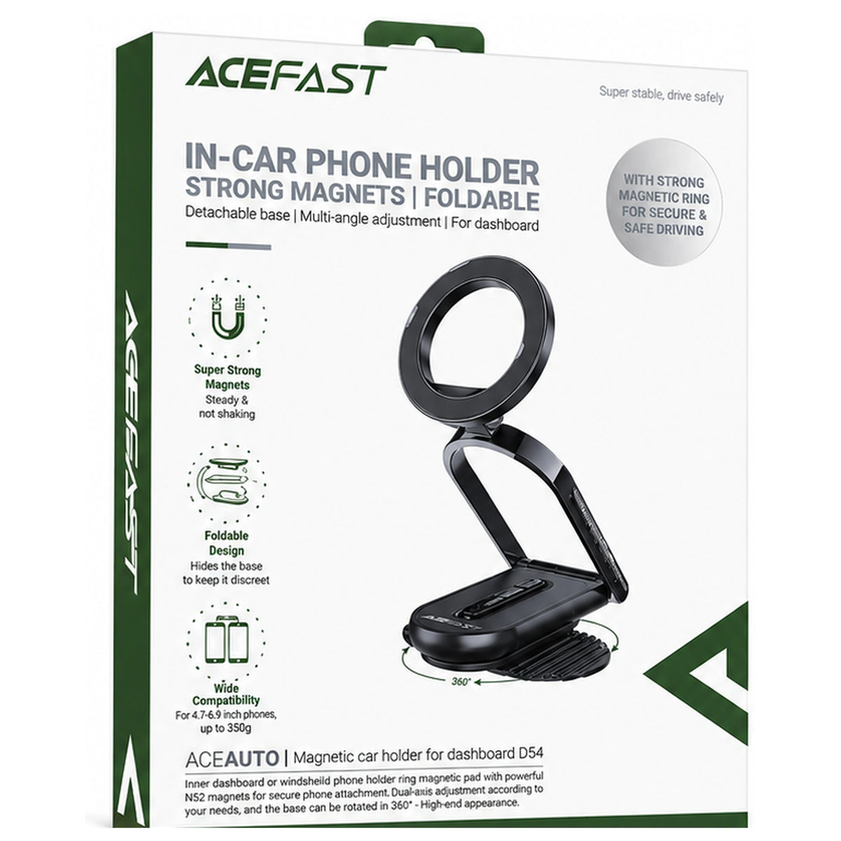 ACEFAST D54 In-Car Magnetic Foldable Phone Holder