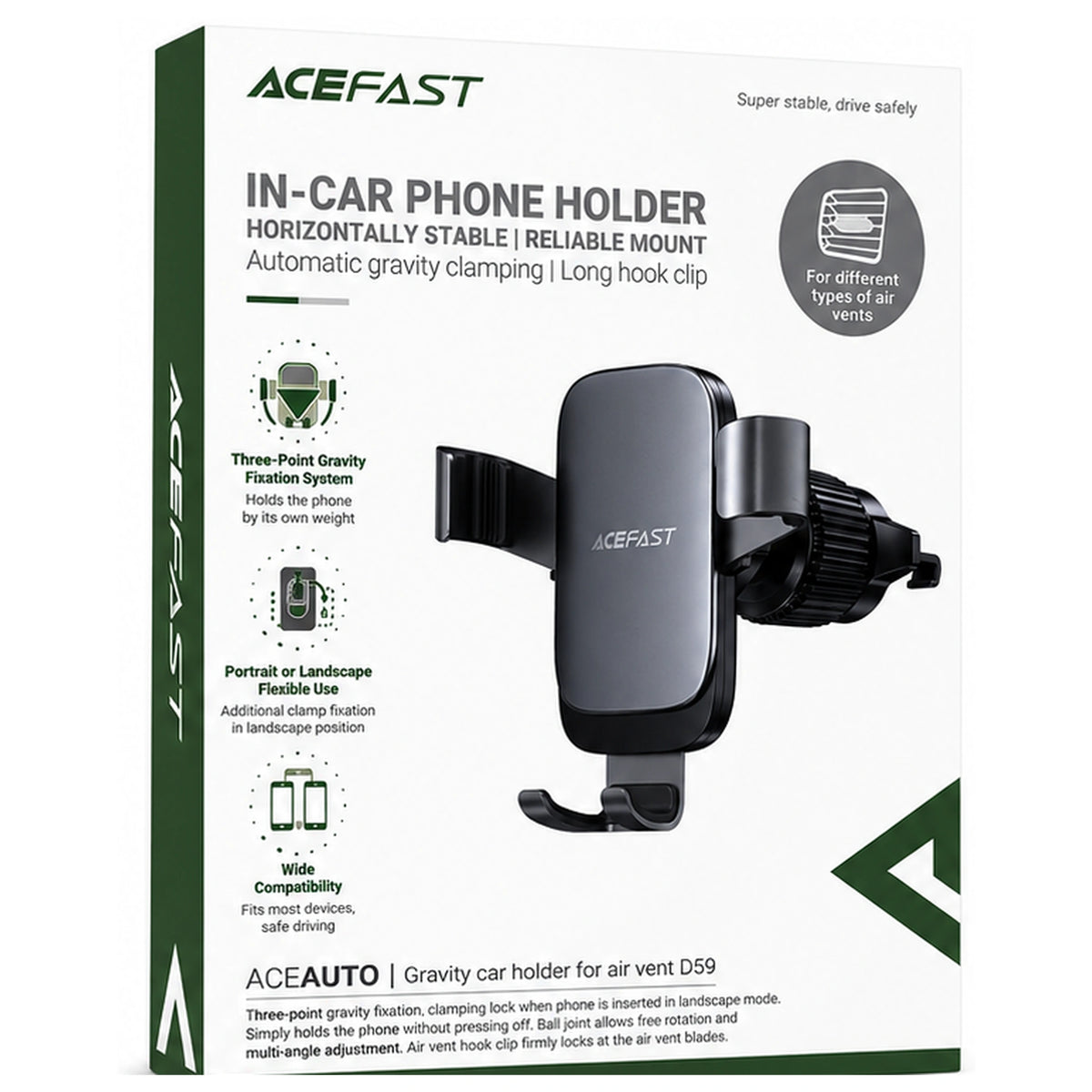 ACEFAST D59 Gravity Car Holder for Air Vent