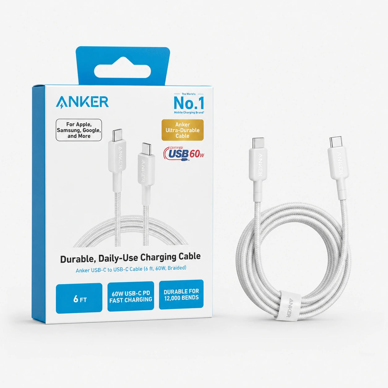 Anker USB-C to USB-C Braided Cable 6ft 60W