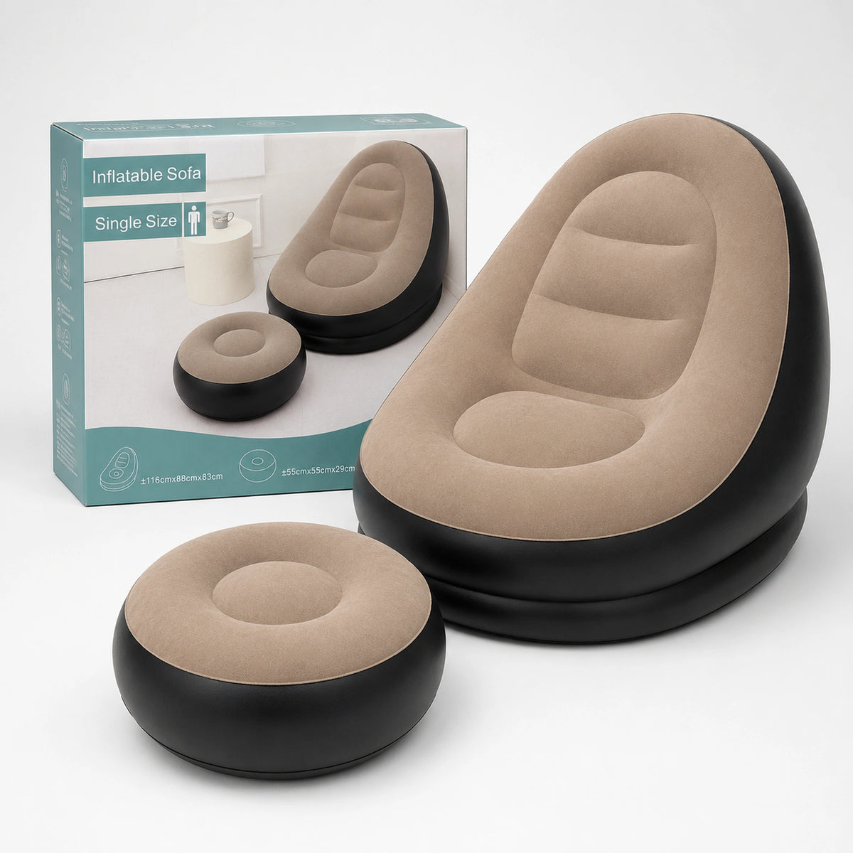 Inflatable Sofa Single Size with Ottoman