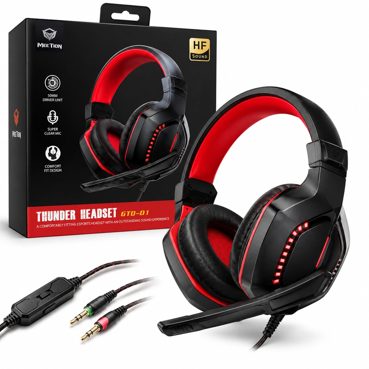 Meetion Thunder GTD-01 Wired Gaming Headset with Noise-Cancelling Microphone
