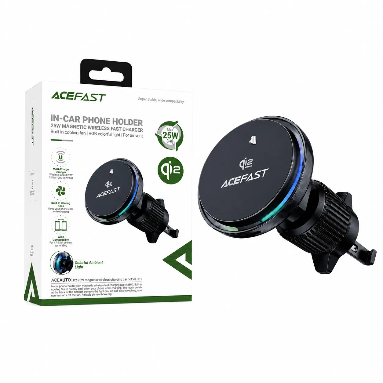 ACEFAST D61 Qi2 25W Magnetic Wireless Car Charger