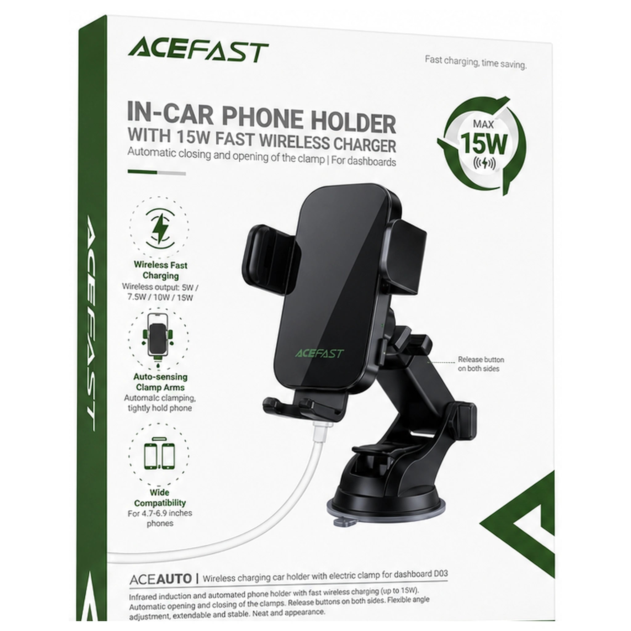 ACEFAST D63 15W Wireless Charging Car Phone Holder