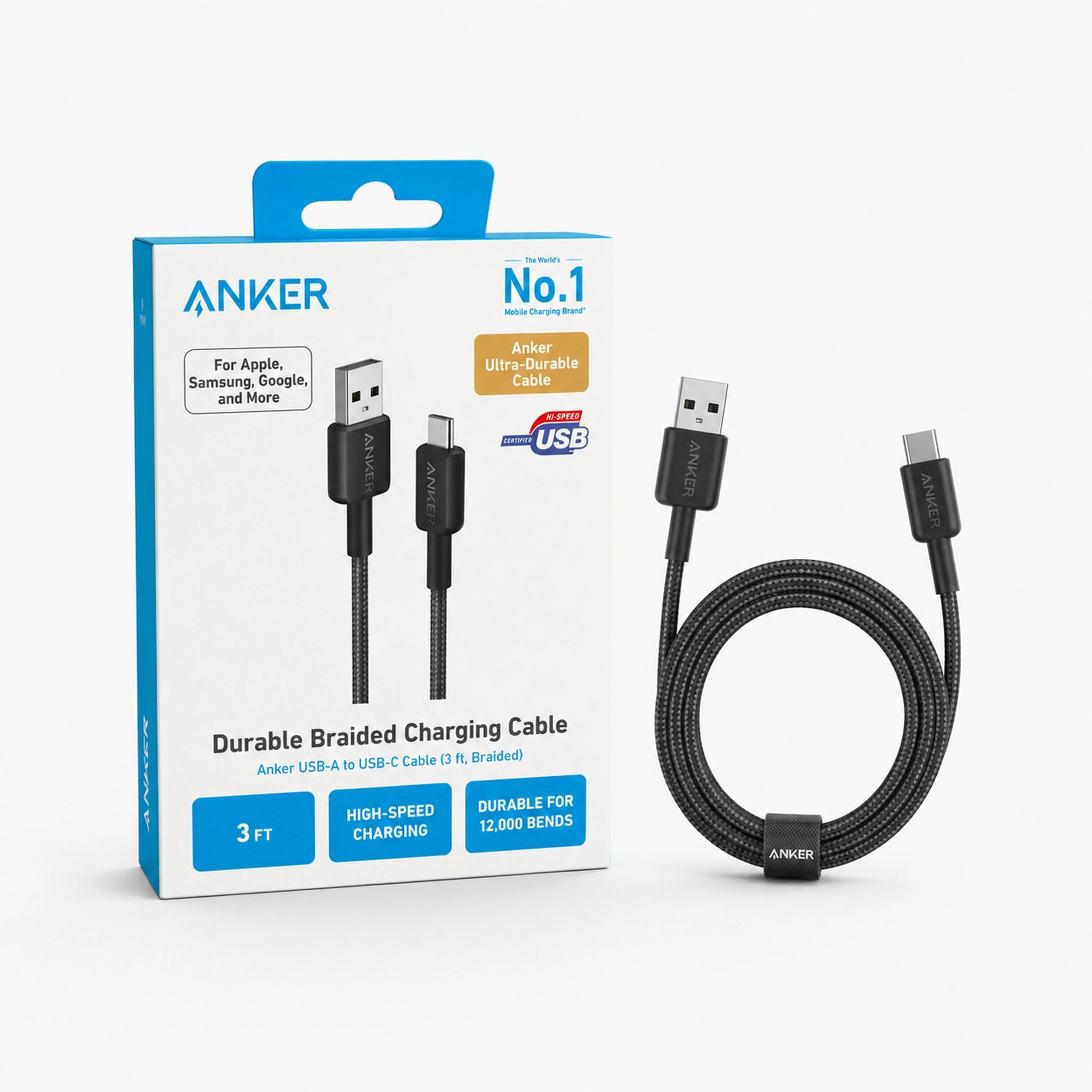 Anker 322 USB-A to USB-C Braided Cable 3ft