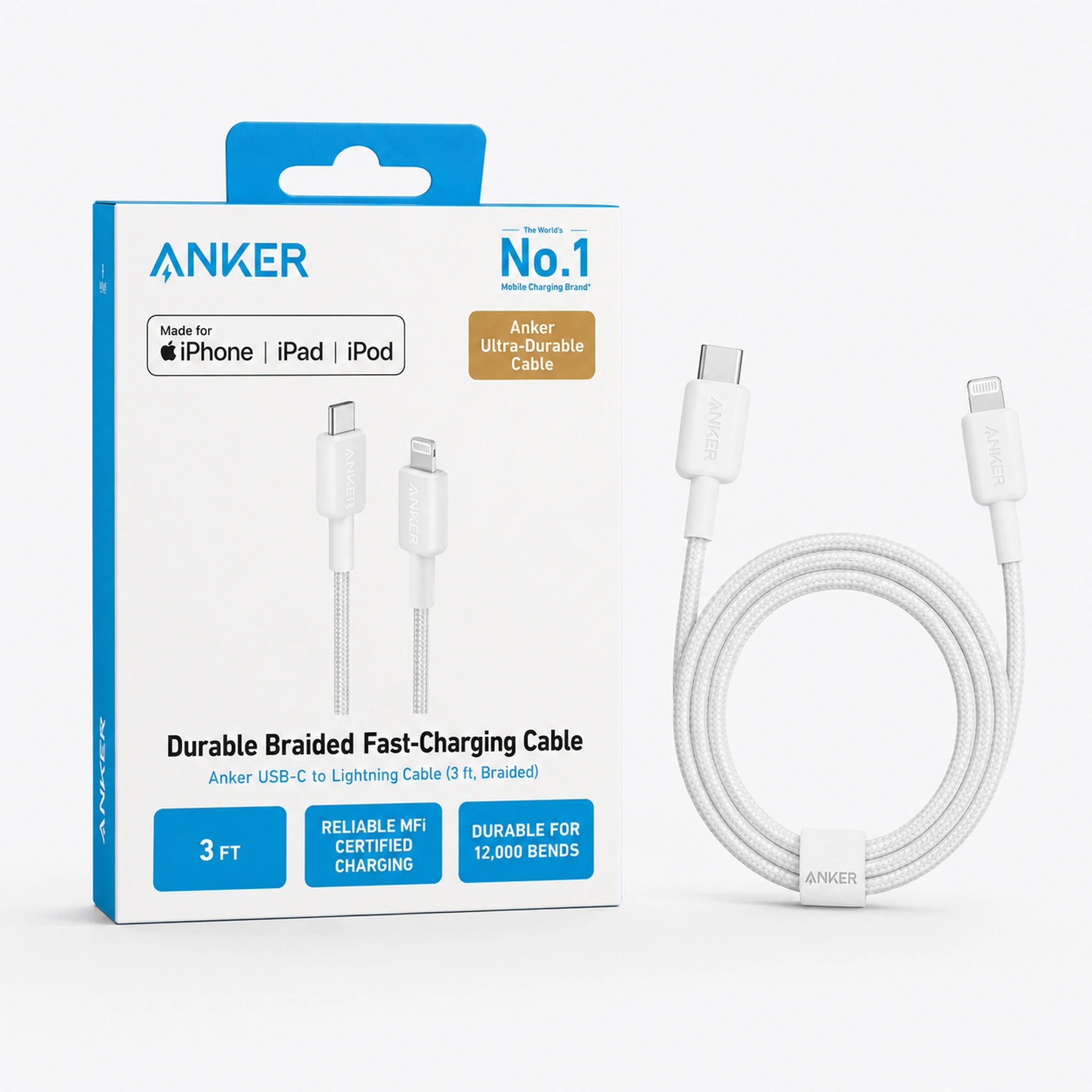 Anker 322 USB-C to Lightning Cable 3ft