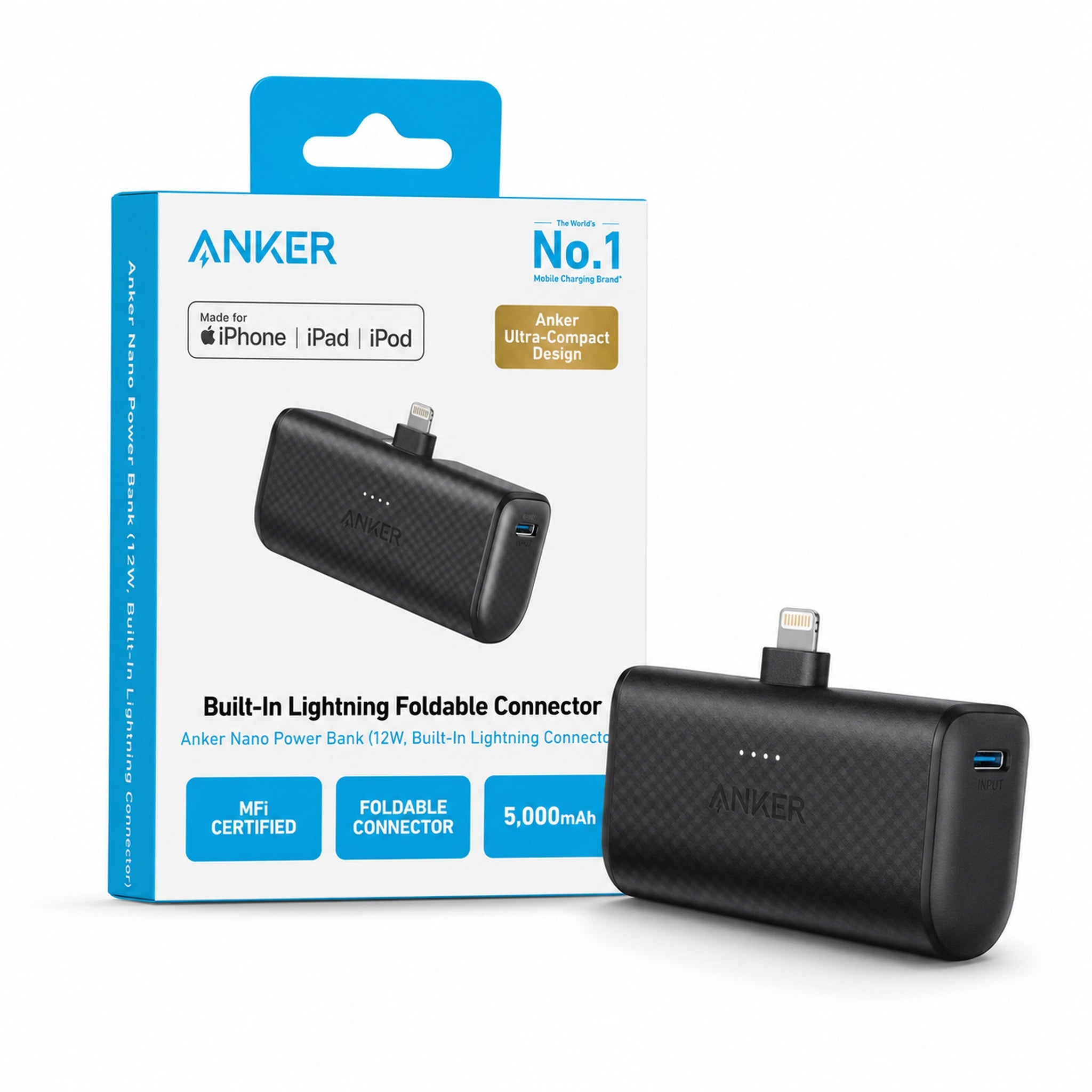 Anker 621 Nano Power Bank 5000mAh with Built-In Lightning Connector