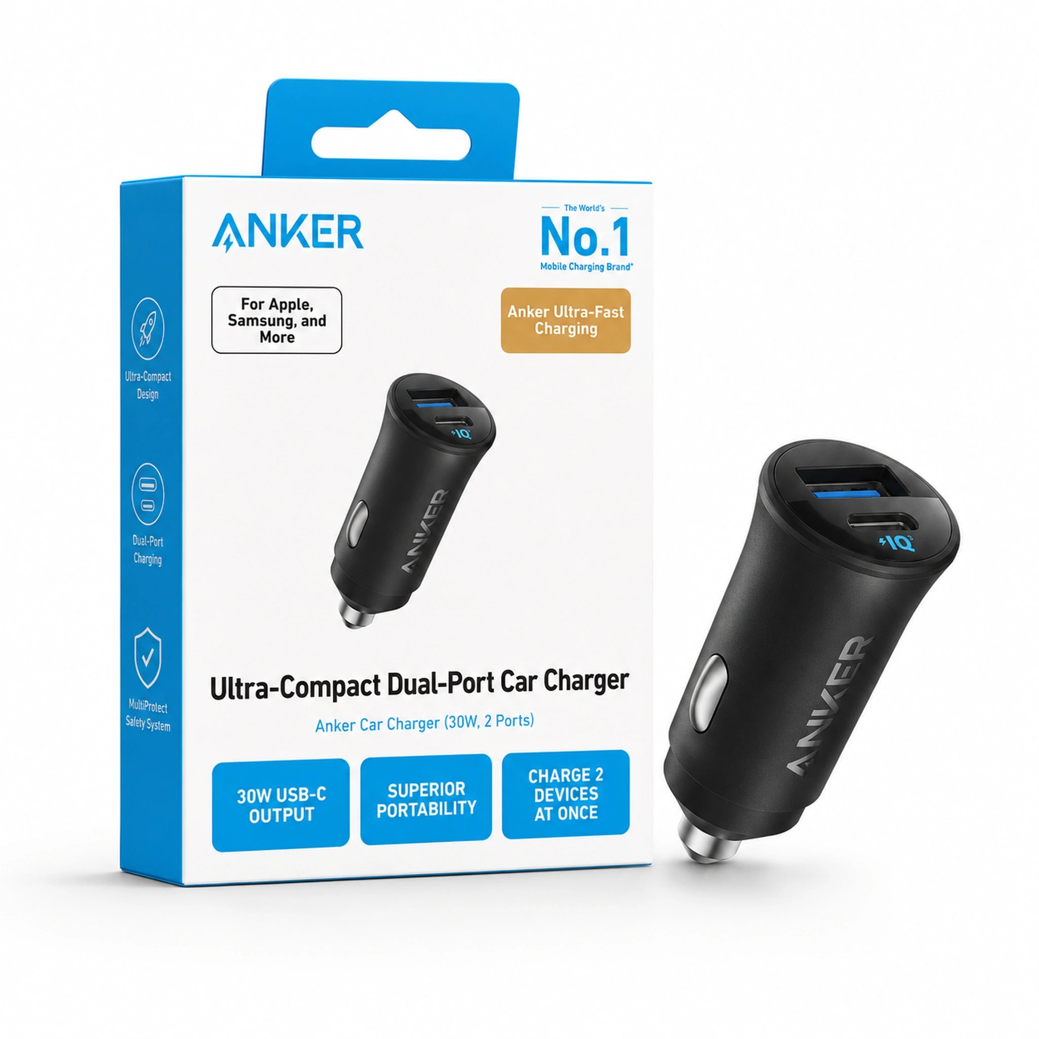 Anker Ultra-Compact Dual-Port Car Charger 30W - Black