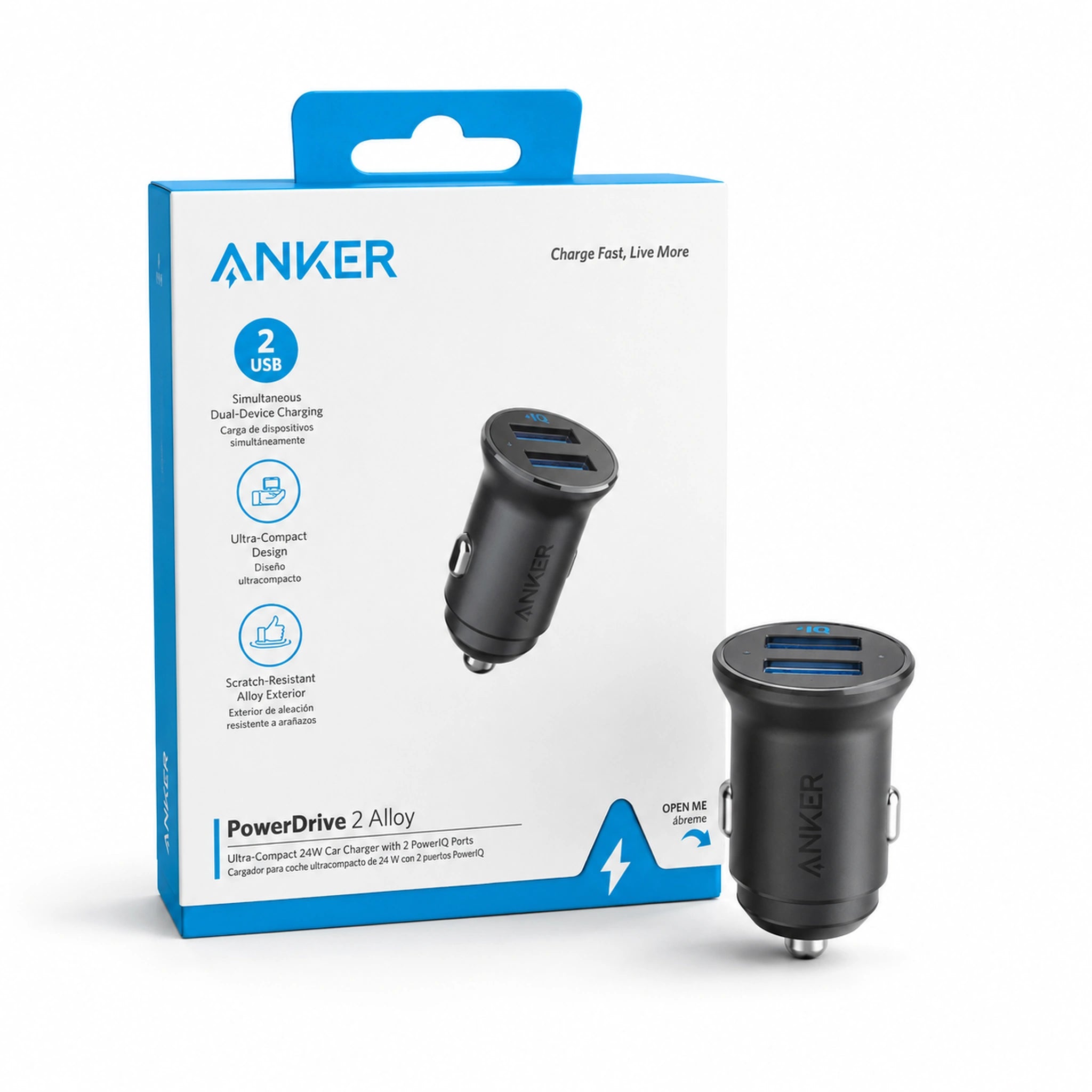 Anker PowerDrive 2 Alloy 24W Dual USB Car Charger