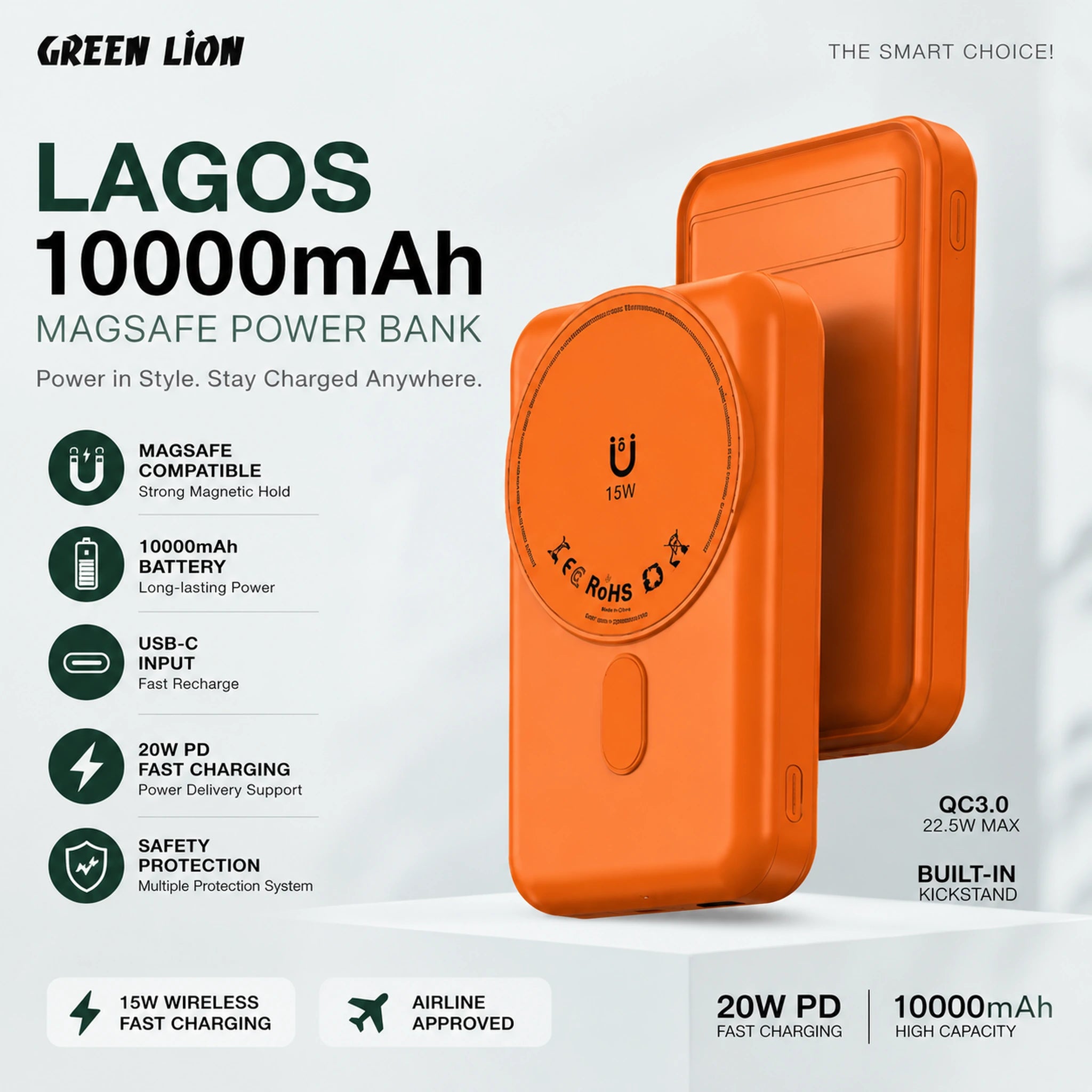 Green Lion Lagos 10000mAh MagSafe Power Bank