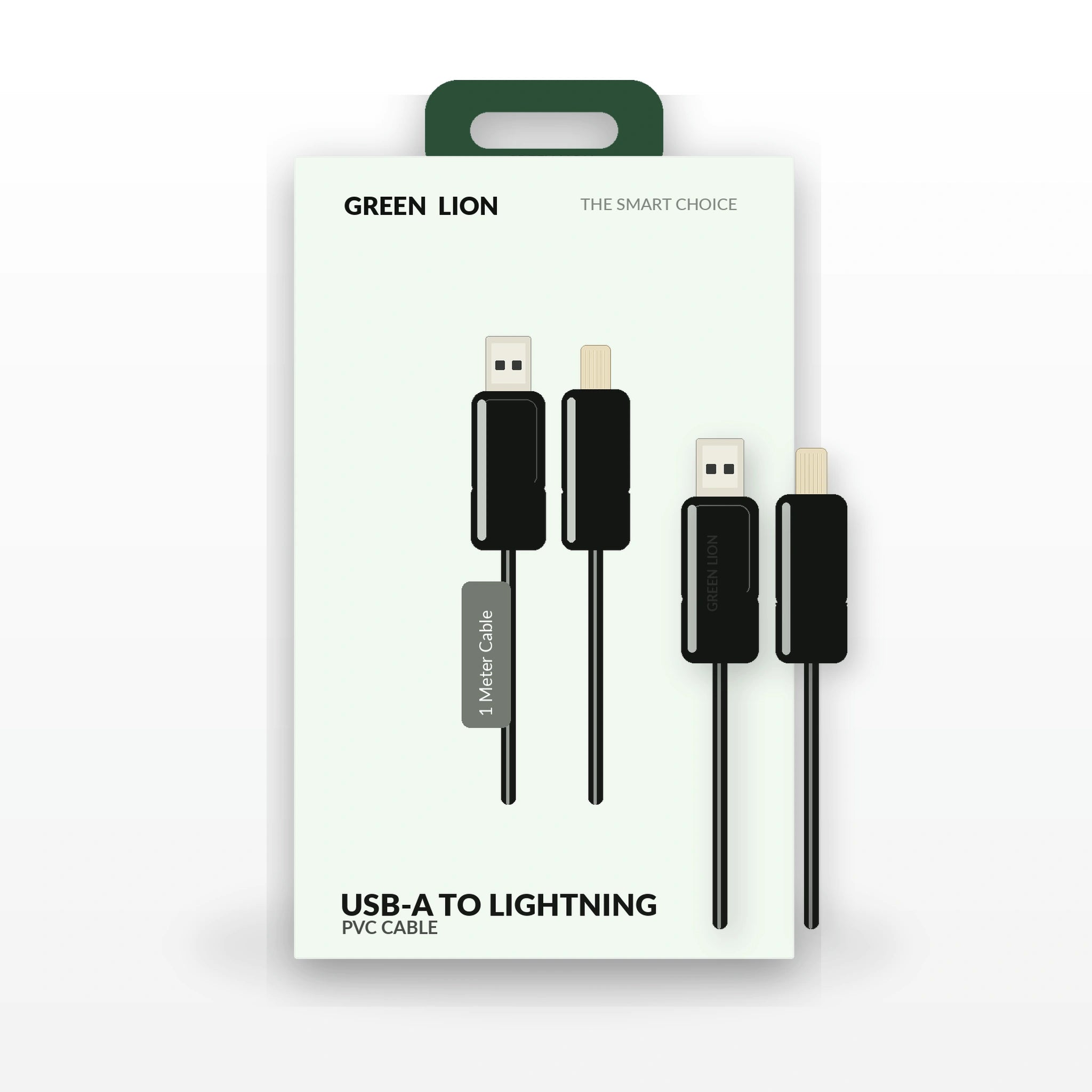 Green Lion USB-A to Lightning PVC Cable 1M - Black