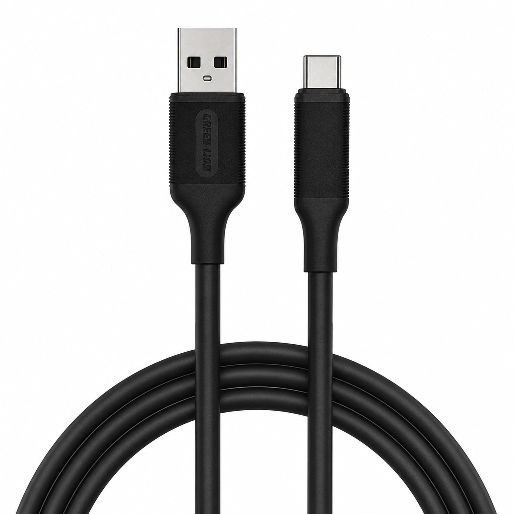 Green Lion USB-A to USB-C PVC Cable 2M - Black