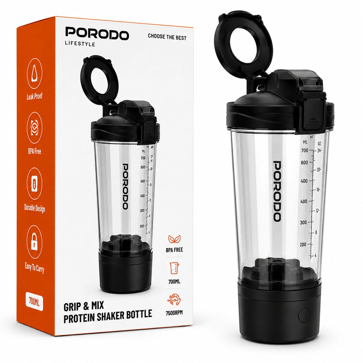 Porodo Grip & Mix Protein Shaker Bottle