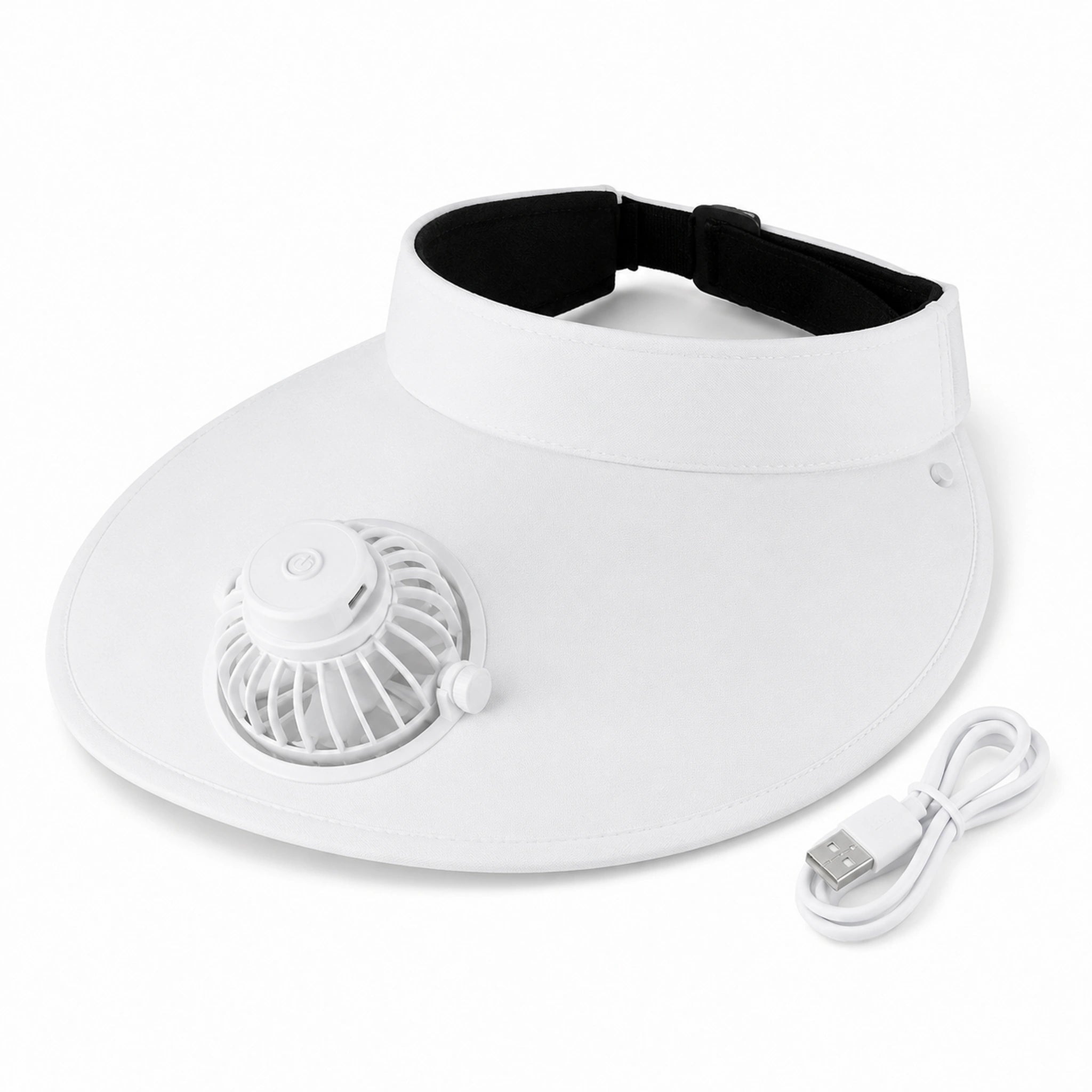 USB Rechargeable Sun Visor Hat with Built-in Fan